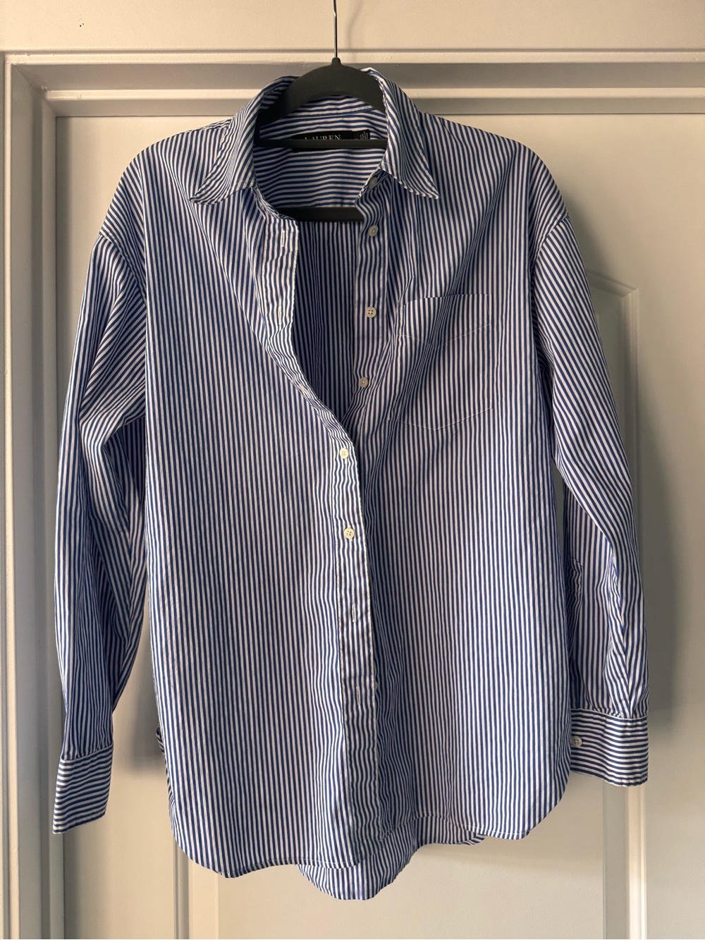 Ralph Lauren Blue and White Striped Button-Down Shirt